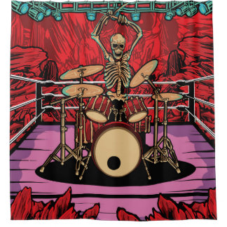 Rideaux De Douche Drummer crâne : Illustration de la bague de lutteu