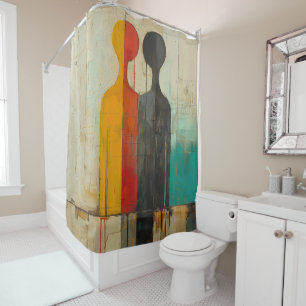 Rideaux De Douche Dualité – Figures humaines abstraites en contraste