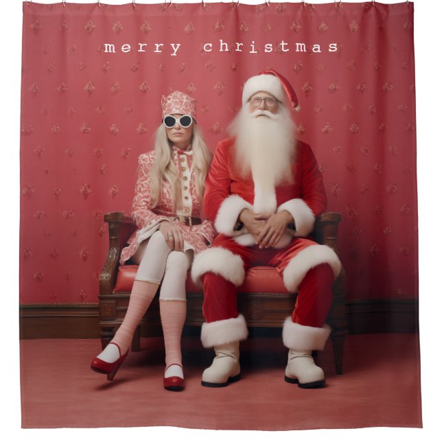 Rideaux De Douche Duo de Noël fantasque : Père Noël et Mme Claus (Devant)