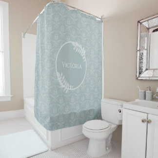 Rideaux De Douche Dusty Blue Elegant Damask Personnalisé