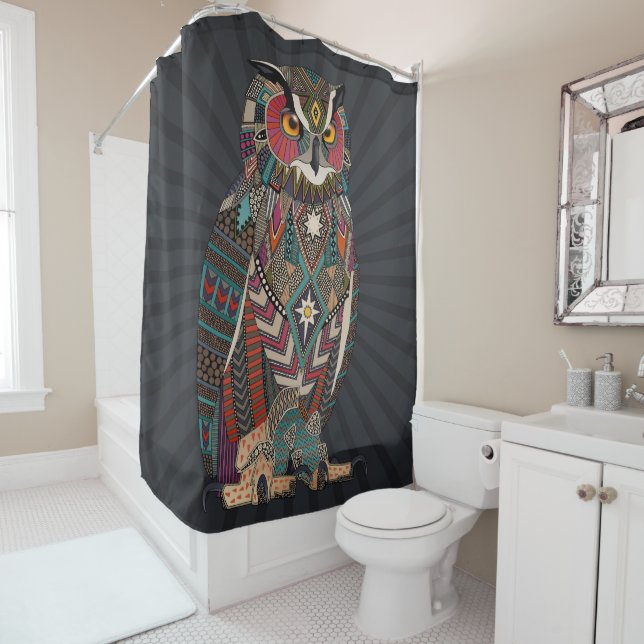 Rideaux De Douche eagle owl dark (En situation)
