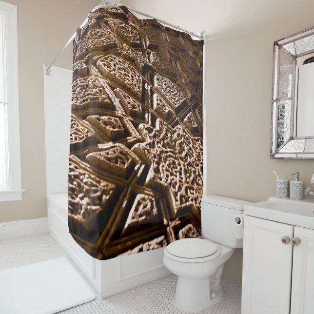 Rideaux De Douche Earthy Brown Stars (En situation)