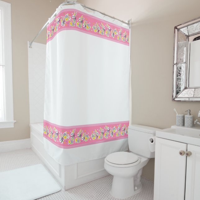 Rideaux De Douche Easter Floral Rabbits (En situation)
