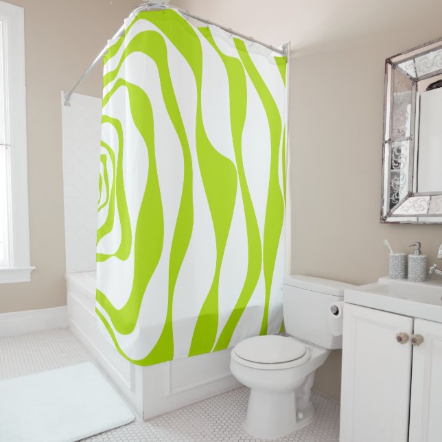 Rideaux De Douche Ebb et flux 4 en Lime vert et blanc (En situation)