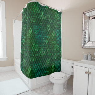 Rideaux De Douche Écaille de dragon ombrée vert foncé et scintillant