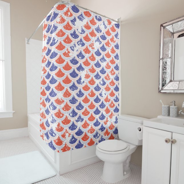Rideaux De Douche Écailles de poisson Coastal Americana (En situation)