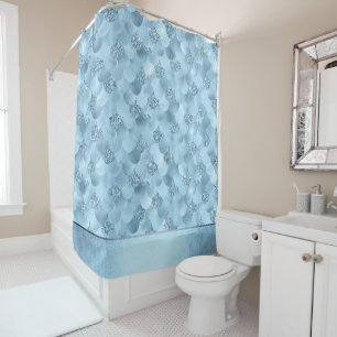 Rideaux De Douche Échelle de verre de sirène Dusty Ice Blue Sheen
