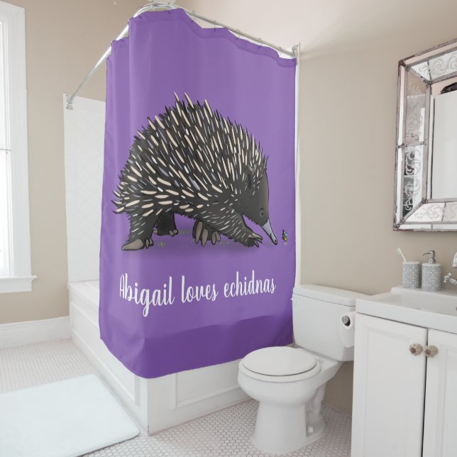 Rideaux De Douche Echidna mignonne avec dessin animé d'abeille (En situation)