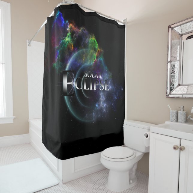 Rideaux De Douche Éclipse solaire Espace Art Fractal (En situation)