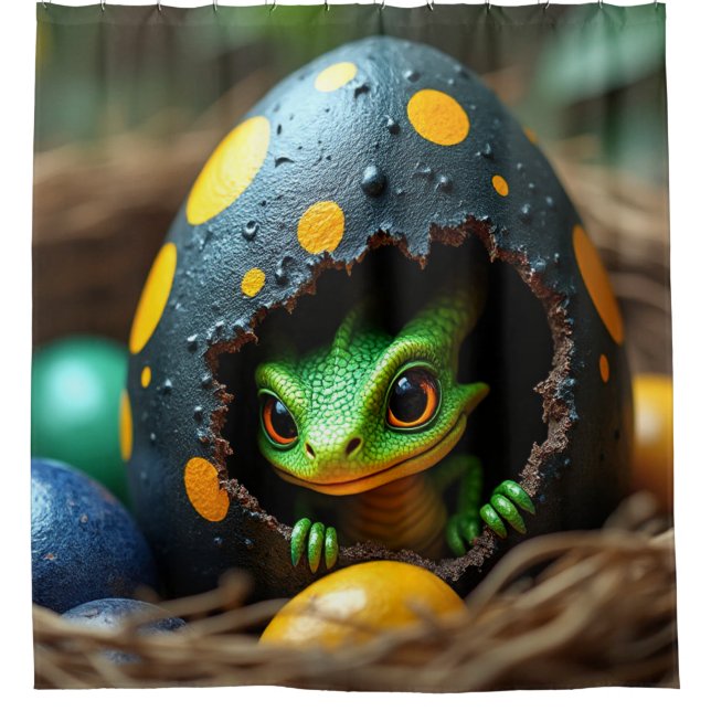 Rideaux De Douche éclosion de dragon de bébé (Devant)