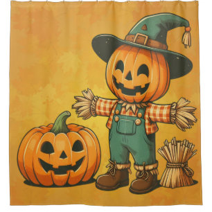 Rideaux De Douche Écran d'Halloween/Automne mignon et citrouille