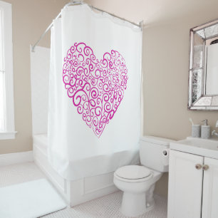 Rideaux De Douche Écriture spirale coeur rose pour la Saint Valentin