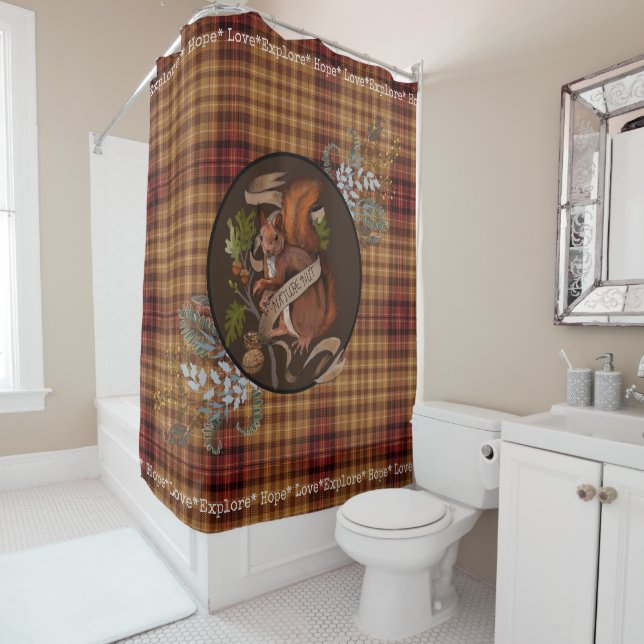 Rideaux De Douche Écureuil amoureux de la nature   (En situation)