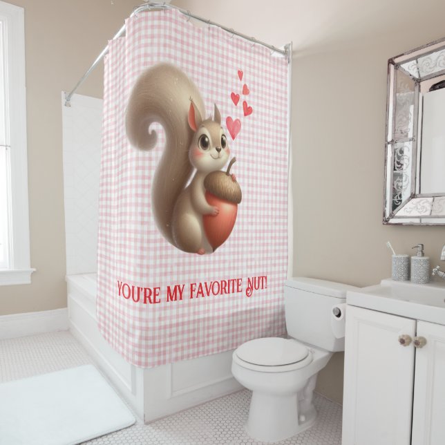 Rideaux De Douche Écureuil drôle mignon de la Saint-Valentin (En situation)