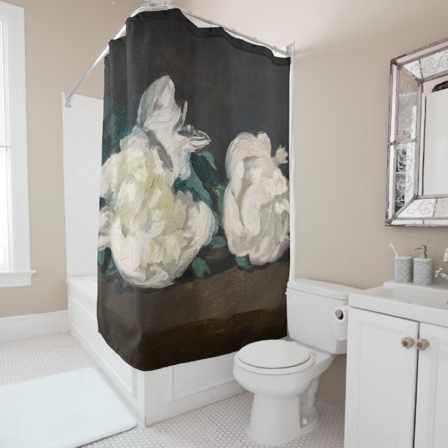 Rideaux De Douche Edouard Manet - Branche des pivoines blanches, sec (En situation)