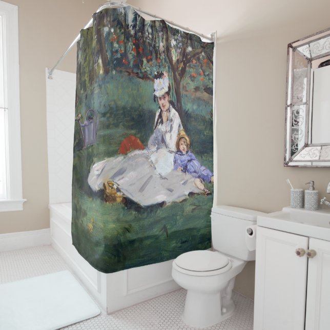 Rideaux De Douche Edouard Manet - La famille Monet dans son jardin (En situation)