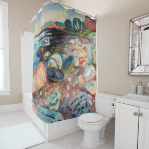 Rideaux De Douche Edvard Munch - Rive avec Maison Rouge