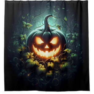 Rideaux De Douche Éffrayant nature brillant Halloween citrouille