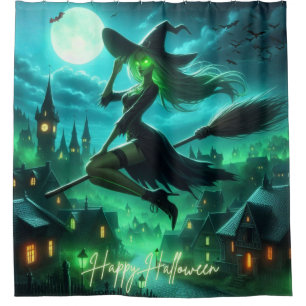 Rideaux De Douche Éffrayante verdure Halloween sorcière