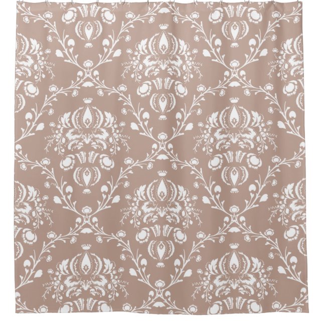 Rideaux De Douche Éggplant Purple Damask (Devant)