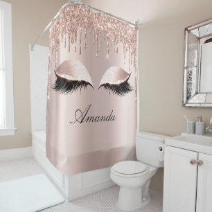 Rideaux De Douche Égouttements Girly de cils de maquillage de rose