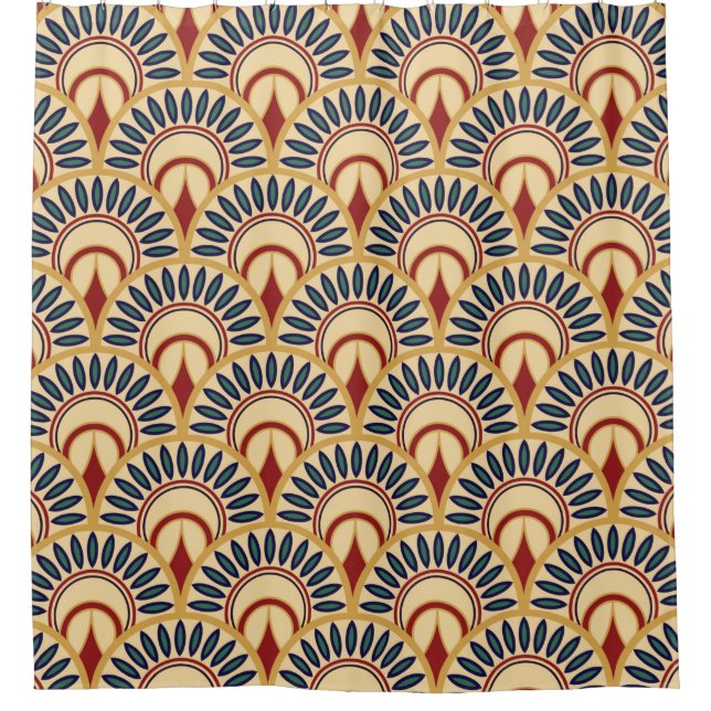 Rideaux De Douche Egyptian Motif Fish Scales Seamless Pattern (Devant)