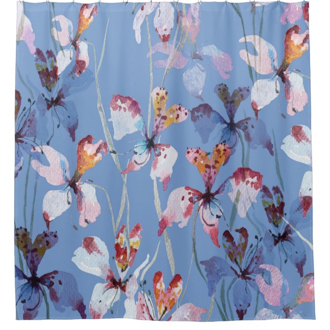 Rideaux De Douche Elégance de l'orchidée sauvage : Aquarelle de luxe (Devant)