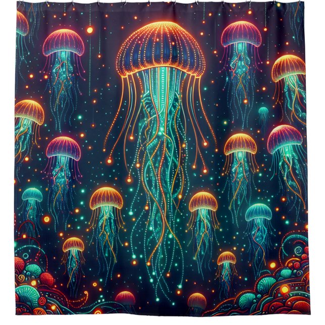 Rideaux De Douche "Élégance électrique : rayonnement aquatique" (Devant)