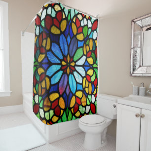 Rideaux De Douche Élégance en verre floral