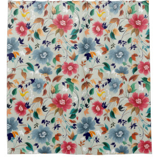 Rideaux De Douche Élégance fleurit : Floral Vintage Arrière - plan