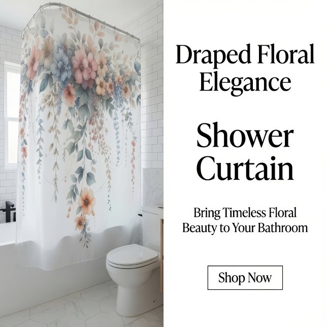 Rideaux De Douche Élégance Florale Drapée (Créateur téléchargé)