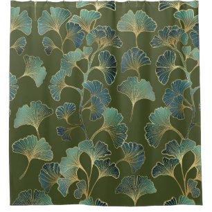 Rideaux De Douche Élégance Ginkgo Émeraude – Botanique Or Luxe