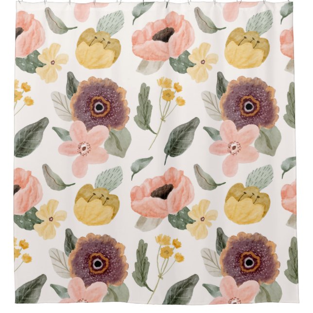 Rideaux De Douche Elégant beau jardin fleuri l Rose et blanc (Devant)