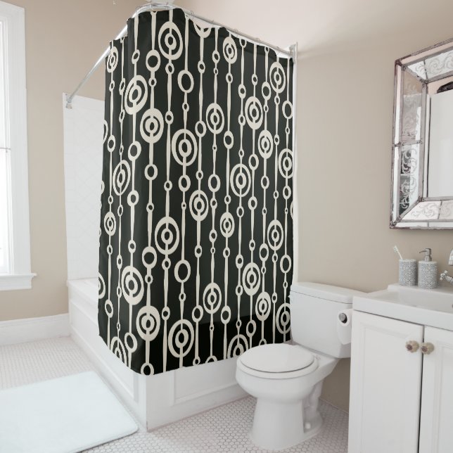Rideaux De Douche Elegant black and white abstract pattern (En situation)