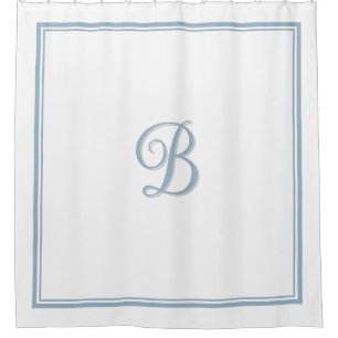 Rideaux De Douche Élégant Dusty bleu double bordure Monogramme