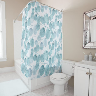 Rideaux De Douche Elégant Feuille bleu  Ditsy Motif 