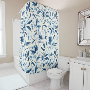 Rideaux De Douche Élégant Feuilles Blue Paisley - Arrière - plan bla