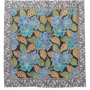 Rideaux De Douche Élégant Fleur Bleu Périwinkle Floral Classic