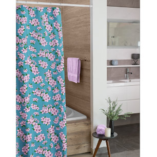 Rideaux De Douche Élégant floral aquarelle rose de cerisier en fleur