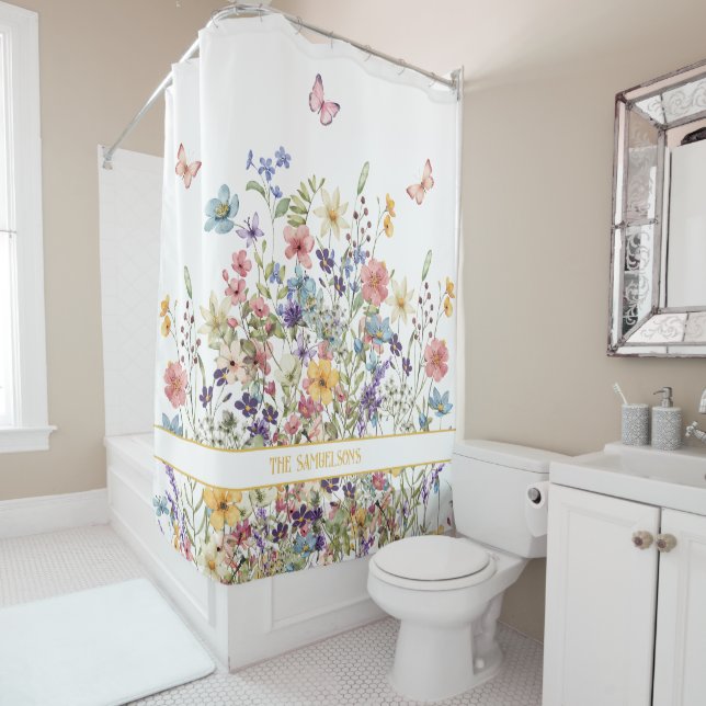 Rideaux De Douche Élégant floral botanique (En situation)