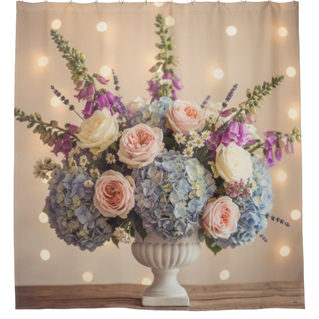 Rideaux De Douche Elegant Floral Centerpiece with Bokeh Lights (Devant)
