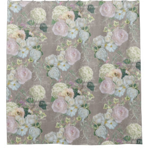 Rideaux De Douche Élégant floral Vintage de la colonie de galets g