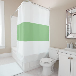 Rideaux De Douche Élégant Grand Sage Lumineux Vert Bande Sur Blanc