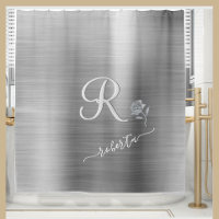 Élégant Gris Argent Rose Personnalisé Nom Monogram