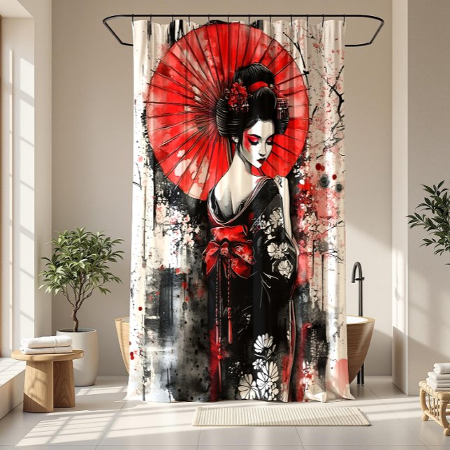 Rideaux De Douche Elegant Japanese Geisha Girl | (Créateur téléchargé)