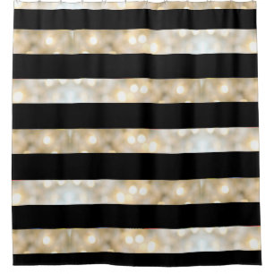 Rideaux De Douche Élégant Lumières Noir Et Blanc Rayures Chic Modern