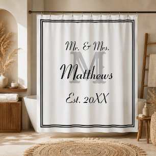 Rideaux De Douche Élégant M. et Mme Monogram