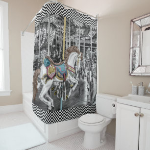 Rideaux De Douche Élégant Merry Go Round Carousel Vintage