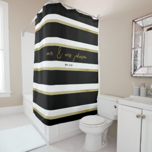 Rideaux De Douche Élégant minimaliste noir blanc Couple Mariage