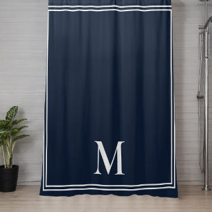 Rideaux De Douche Élégant Monogramme bleu et blanc de la marine